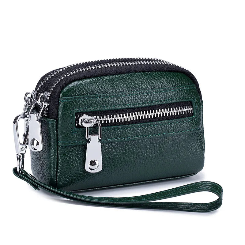 Women’s Genuine Leather Short Wallet – Large-Capacity Cowhide Purse, Female Clutch Handbag & Coin Holder