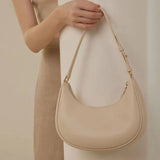Half-Moon PU Leather Under-Arm Small Tote Bag – Women’s Solid Colour Casual Shoulder