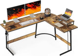 47-Inch L-Shaped Gaming Desk – Carbon Fiber Surface Corner Computer Desk with Large Monitor Stand for Home & Office Setup