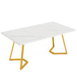 Tribesigns 55" Gold Dining Table – Modern White Faux Marble Top with Golden Metal Legs | Elegant Dining Room Table for 6