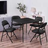 5-Piece Folding Card Table and Chair Set – Portable, Padded, No Assembly Required (Black)