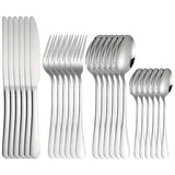 24-Piece Stainless Steel Cutlery Set – Premium Flatware Service for 6 | Knives, Forks & Spoons