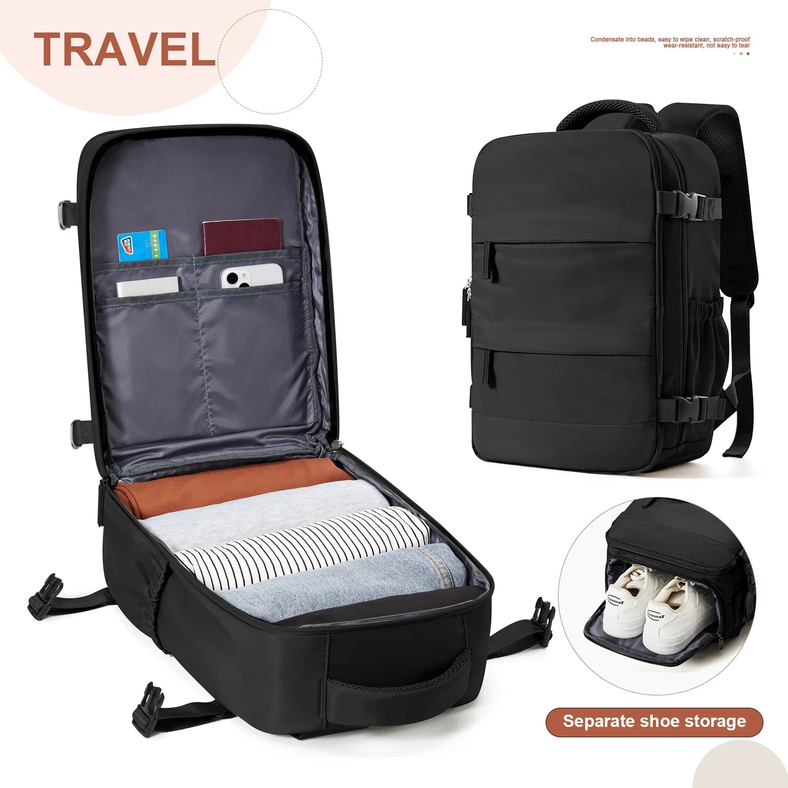 40x20x25 Cabin Travel Backpack – Ryanair Friendly Hand Luggage for Men & Women