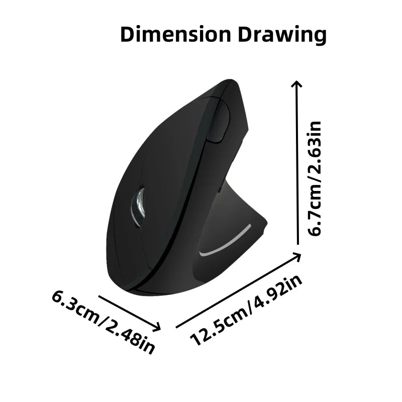 Ergonomic Wireless Vertical Mouse – 6-Button Right-Handed Design with Battery-Powered Non-Rechargeable Function