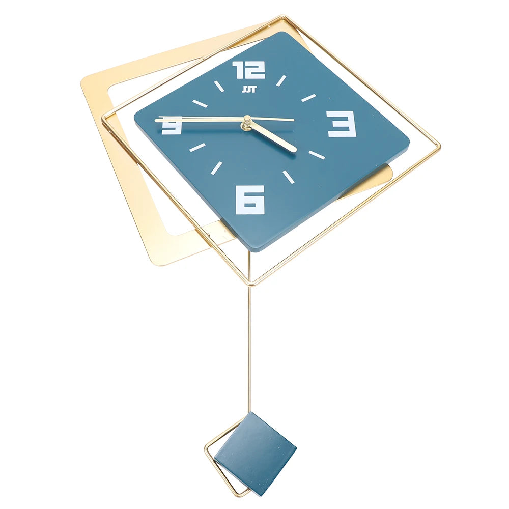 Modern Metal Large Wall Clock – Silent Digital Hanging Clock with Pendulum for Home Art Décor