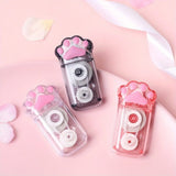 3-Piece Cute Cat Paw Correction Tape Set – White-Out Roller for School & Office