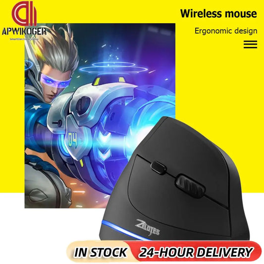 Zelotes F-35 Vertical Wireless Mouse – Ergonomic Rechargeable 6-Button Design with Adjustable 2400 DPI