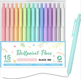 Retractable Soft Gel Ink Pens – 11 Pack, 0.5mm Fine Point Black Ink Cute Pens for School, Office & Journaling