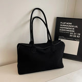 Unisex Suede Top-Handle Tote – Solid Colour Retro Handbag with Inner Pocket for Work & Travel