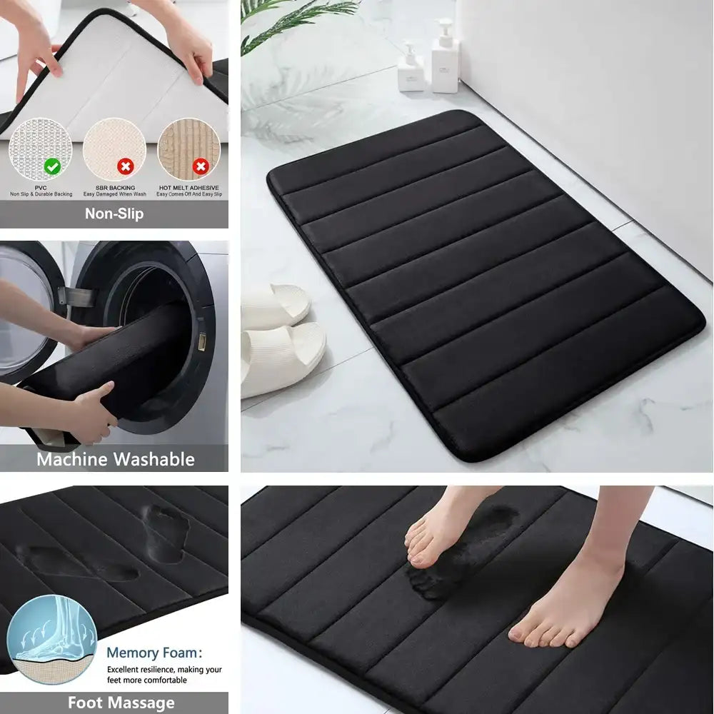 Super-Absorbent Memory Foam Bath Mat – Non-Slip Plush Bathroom Rug Floor Mat
