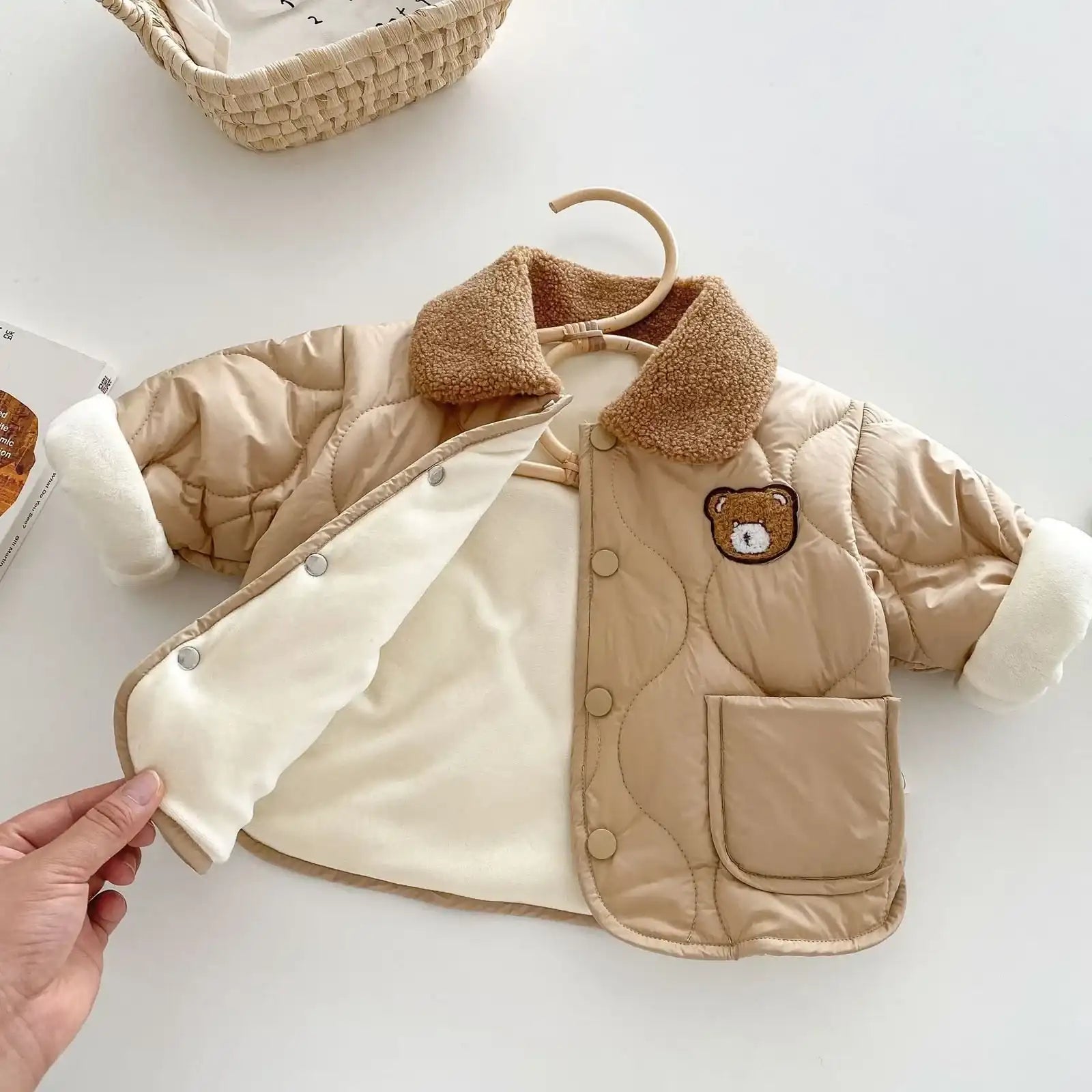 Children’s Teddy Bear Warm Cotton Jacket & Snow Pants Set – Korean Style Winter Coat for Boys & Girls