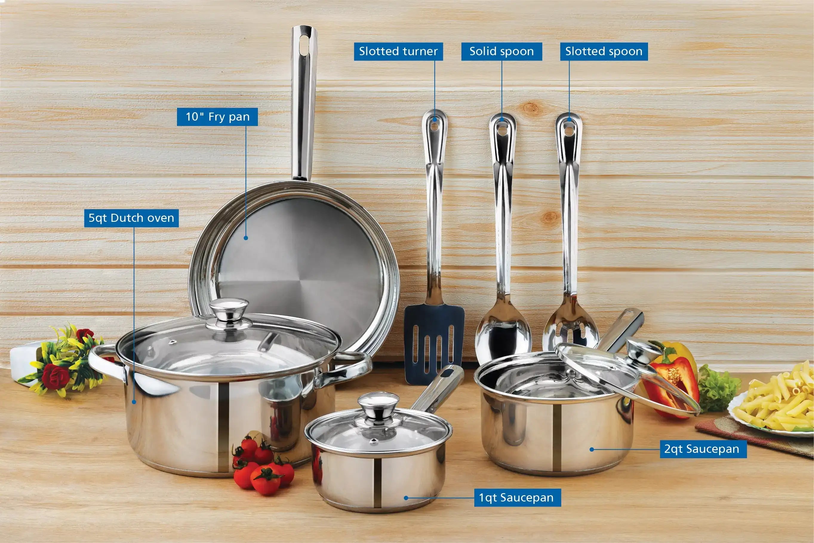 Premium 10-Piece Stainless Steel Nonstick Cookware Set – Everyday Durability & Style