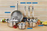 Premium 10-Piece Stainless Steel Nonstick Cookware Set – Everyday Durability & Style