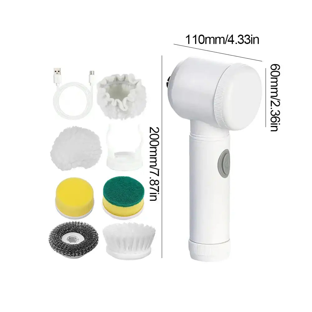 3-in-1 Electric Spin Scrubber – Cordless Handheld Cleaning Brush with 5 Replaceable Heads for Bathroom, Kitchen & Car