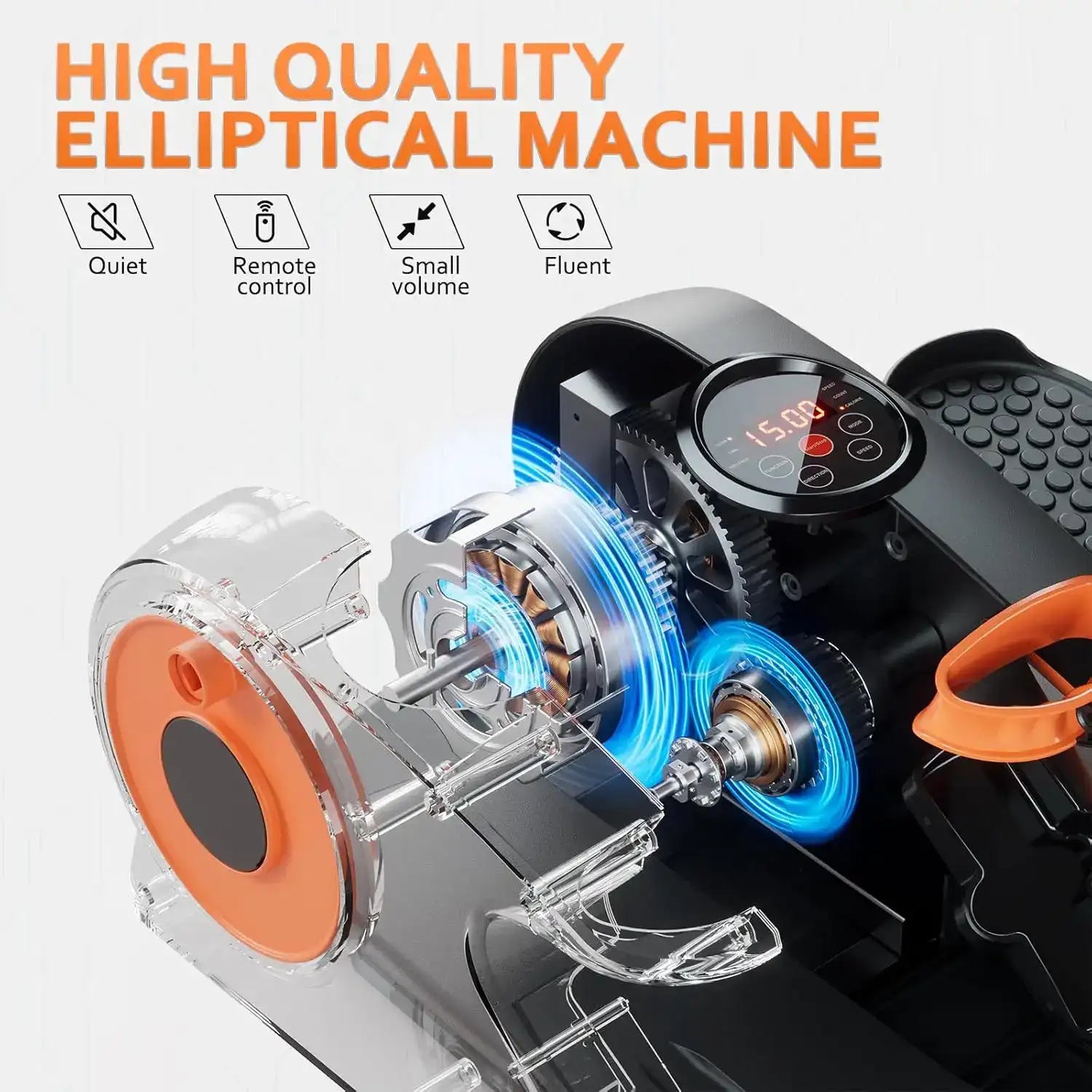 Under-Desk Elliptical Machine – Compact Ellipse Exerciser (12 Speeds) with Remote Control for Seniors & Home Office