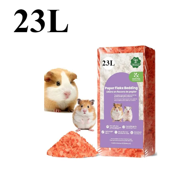 Natural Paper Small Pet Bedding – 23L/50L Dust-Free, Odor Control & Moisture Absorbent Shavings for Hamsters, Rabbits & Guinea Pigs