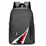 Plaid Shark Mouth Graphic Backpack for Men – Laptop School & College Travel Bag with Bold Street Style