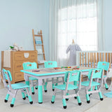Kids Table & 6-Chair Set – Height Adjustable Multi-Activity Study & Craft Table for Children (Ages 2-10) 🖍️