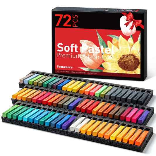 Fantastory 72-Color Soft Pastels Set – Long, Non-Toxic Chalk Pastels for Art & Drawing 🎨🖌️