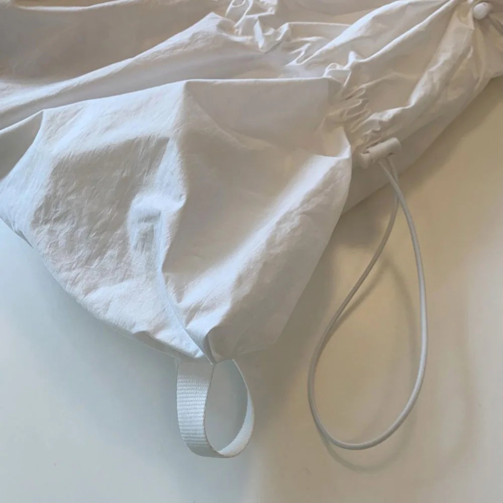 Lightweight Pleated Nylon Drawstring Daypack – Large Capacity Casual Shoulder Bag for Men & Women