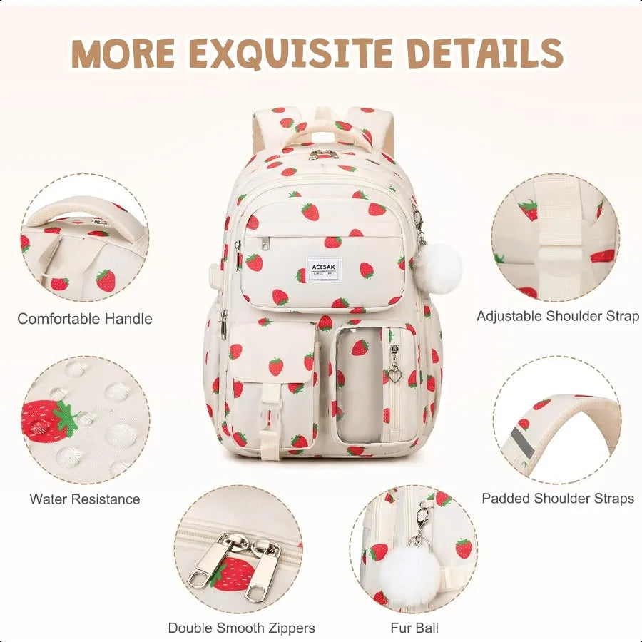 Backpack for Girls – School Backpack with Lunch Bag & Pencil Pouch, Teen Laptop Backpack for Women, Elementary to High School