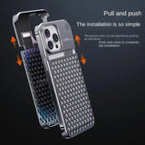 Aluminum Alloy Cooling Hollow Metal Case – Aromatherapy Shockproof Rimless Cover for iPhone 12/13/14/15 Pro Max & Plus