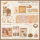 Kawaii Capybara Cartoon Stationery Set with Cute Handbag for School, Office & Gift Use