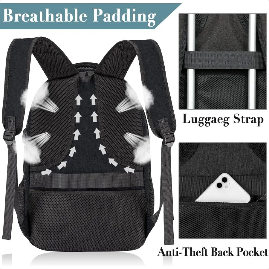 Unisex 15.6" School Laptop Backpack – Water-Resistant USB Charging Bookbag for Teen Boys, Girls, College Students & Adults