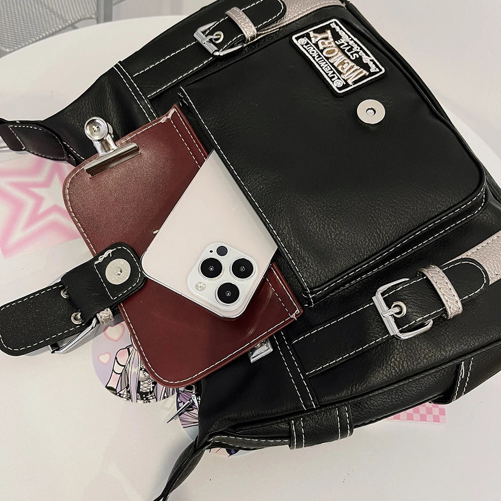 Women’s PU Leather Punk Shoulder Bag – Y2K Clutch Underarm Purse with Adjustable Strap & Zipper Closure for Travel & Daily Use