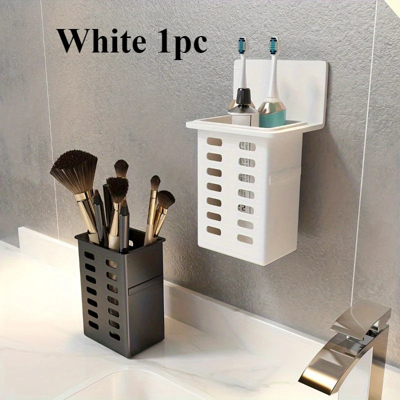 Wall-Mounted Toothbrush & Toothpaste Stand – Single-Functional Storage Rack for Bathroom