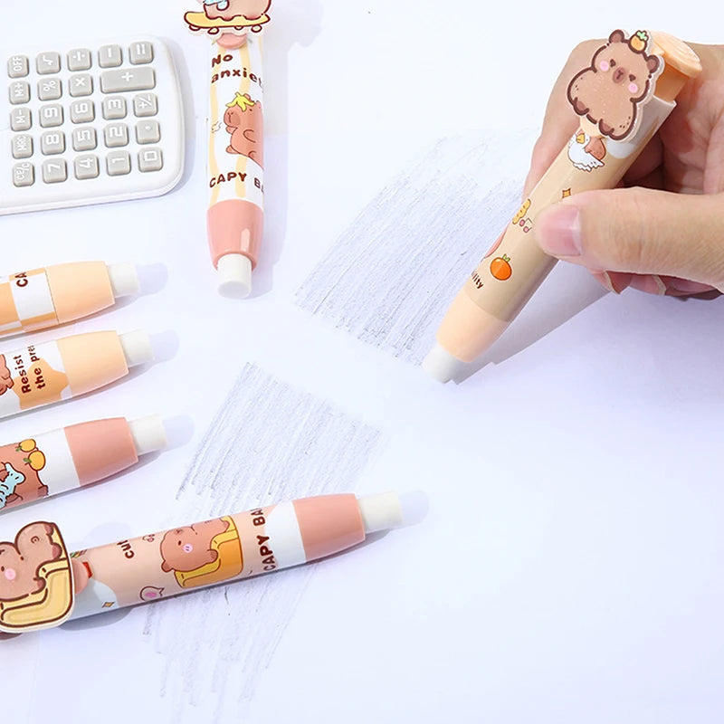 Kawaii Push-Pull Capybara Eraser – Soft School & Office Rubber Eraser for Kids