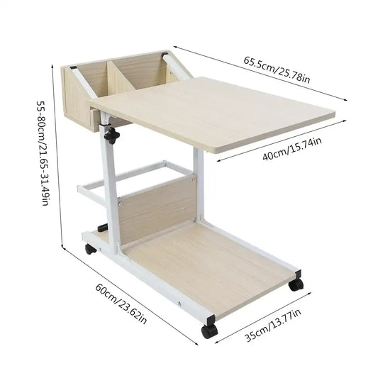 Adjustable Rolling Laptop Desk with Drawer – Portable Bed & Sofa Table for Snack, Books & Work 🖥️🛋️
