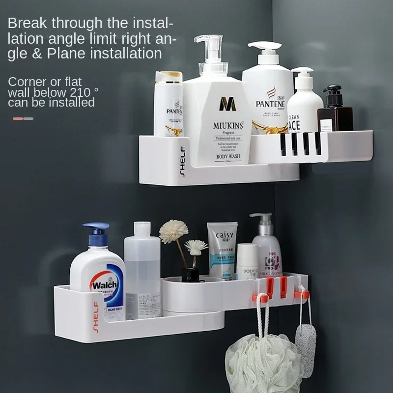 Corner Wall Shelf for Bathroom & Kitchen – Multi-Layer Corner Storage Rack with Shampoo Holder