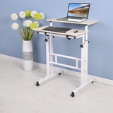 60 cm Adjustable Computer Standing Desk with Casters – Portable Sit-Stand Laptop Workstation
