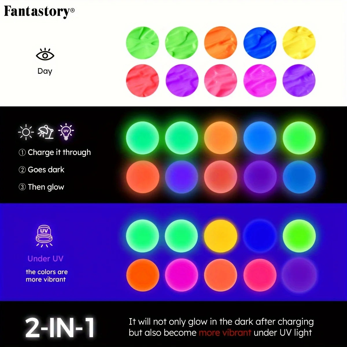 Acrylic Paint Set – 10 Neon & Glow-in-the-Dark Colors for Crafts, Canvas & Creative Projects 🎨✨