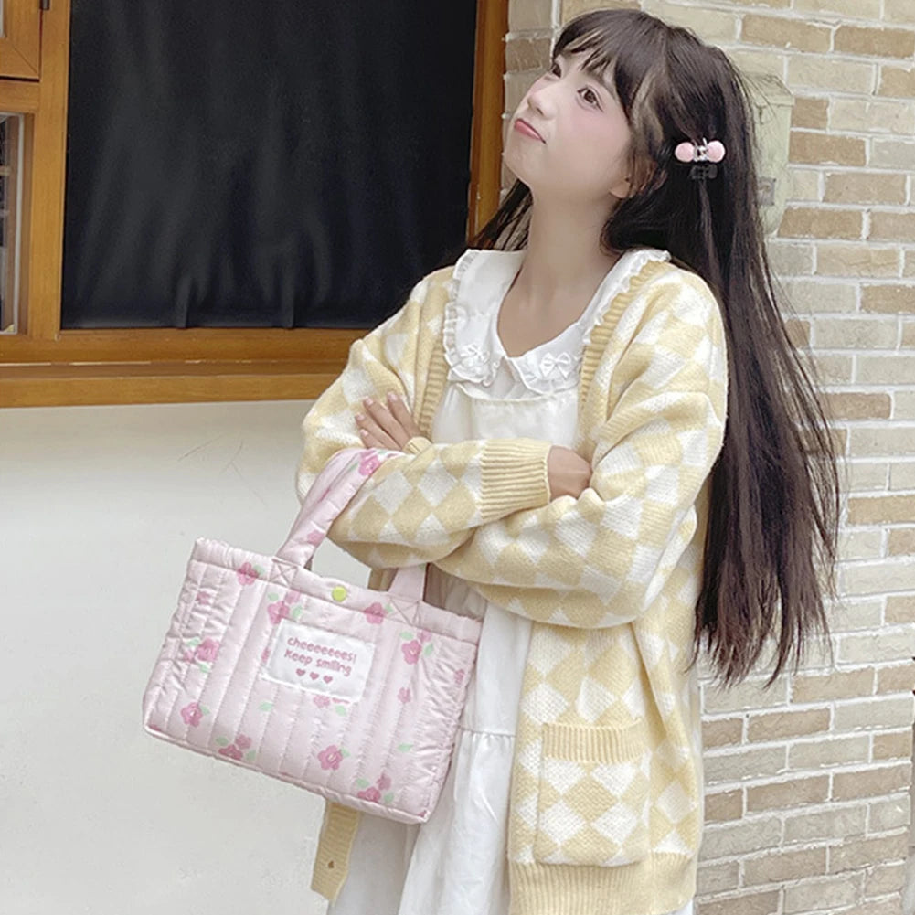 Women’s Printed Padded Sling Bag – Large Capacity Floral Puffer Bag for Work, Travel & Daily Use 👜✨