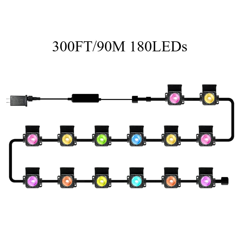 Smart LED Outdoor Lights – App Controlled RGB Gradient Garden & Landscape Lighting with Remote