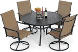 “5-Piece Outdoor Dining Set – 48-Inch Round Table with 4 Swivel Textilene Chairs, All-Weather Patio Furniture (Blue)”