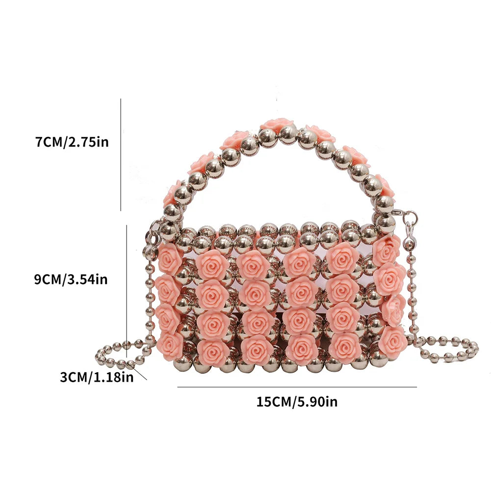 French Pearl Beaded Evening Clutch – Women’s Sweet Crossbody Bag for Weddings, Parties & Elegant Events