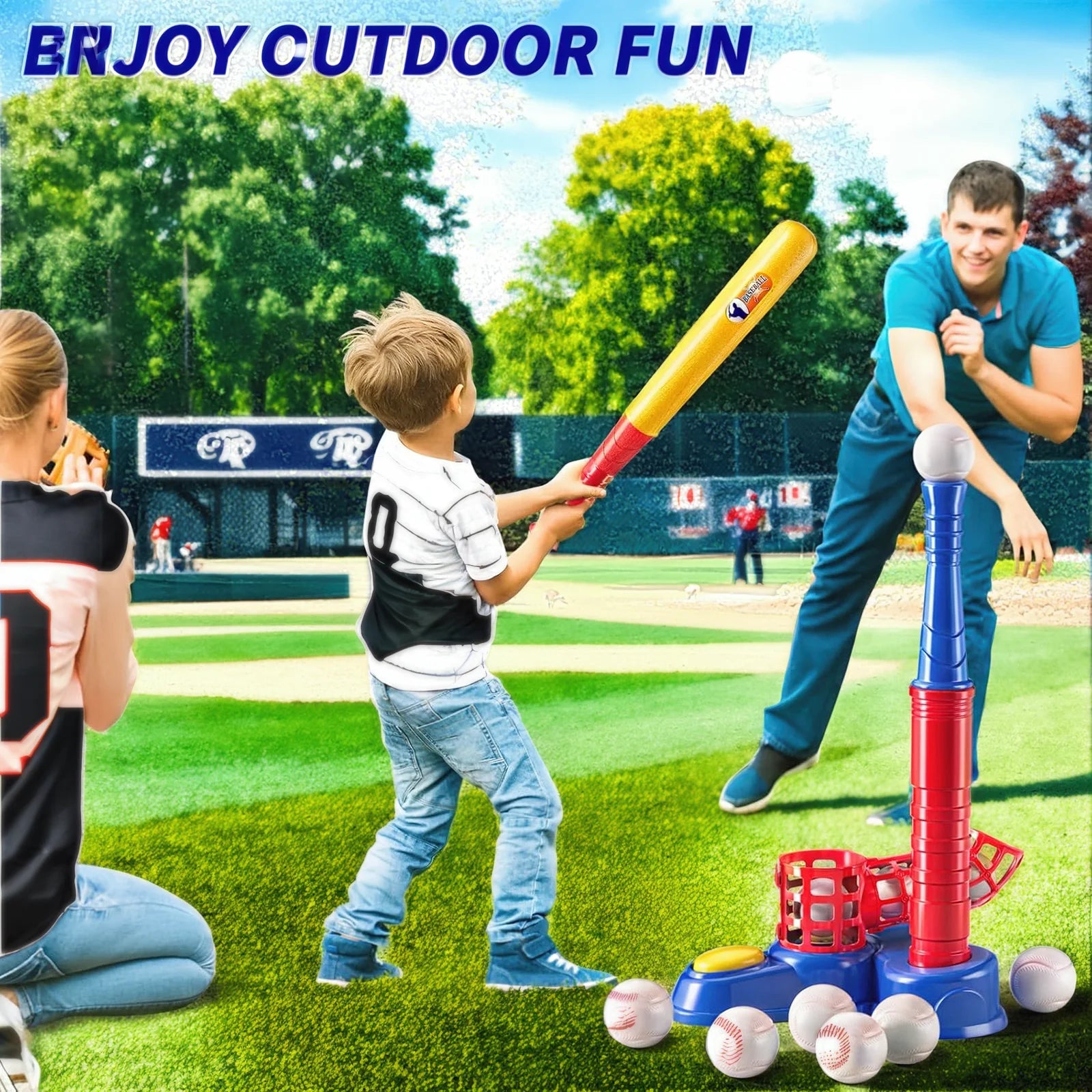 Foot-Operated Baseball Pitching Machine Set – 10-Ball Automatic Launcher for Outdoor Practice