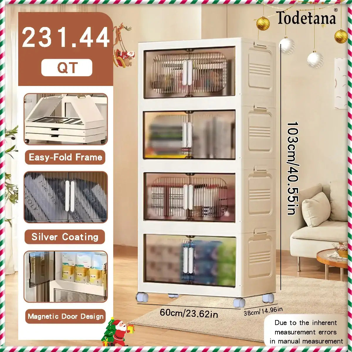 Cream-White Magnetic Door Plastic Storage Cabinet – Stackable Home Organizer Bin with Lids for Clothes, Toys & More