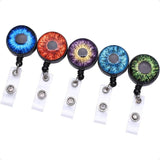 👁️ 5-Pack Animal Eyes Badge Reels – Retractable ID Card Holders with Assorted Iris Patterns & Durable Clips