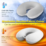 Ergonomic memory foam U-shaped travel pillow – portable airplane neck cushion for adults with winter & summer comfort