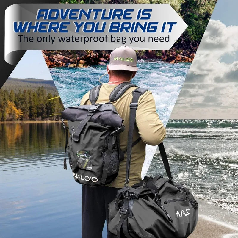Maloo waterproof dry bag duffel – roll-top 40L/60L/100L duffel keeps gear dry for kayaking, rafting, boating & camping