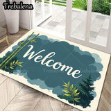 Welcome Door Mat – Bamboo & Pine Design Entry Rug for Home Entrance Décor (Indoor/Outdoor Use)