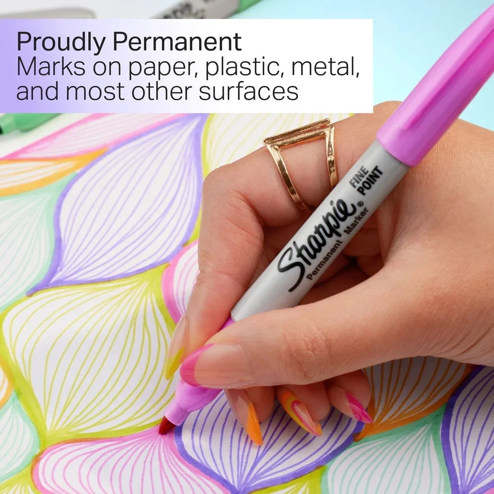 Glam Pop Permanent Markers 12-Pack – Fine Point Waterproof & Quick-Dry for Art, School & Office