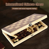 “Magnetic Wooden Folding Chess Set – Portable Felted Board with Interior Storage, Classic Game for Kids & Adults”