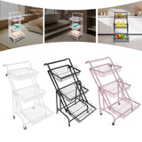 3-Tier Adjustable Rolling Storage Cart with Lockable Wheels – Multi-Room Organizer