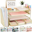 Letter Tray & File Rack Organizer – 4-Tier Desktop Storage with Drawers & Pen Holders