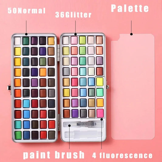 Ginflash 50-90 Colors Solid Pigment Watercolor Paint Set – Portable Brush Pen
